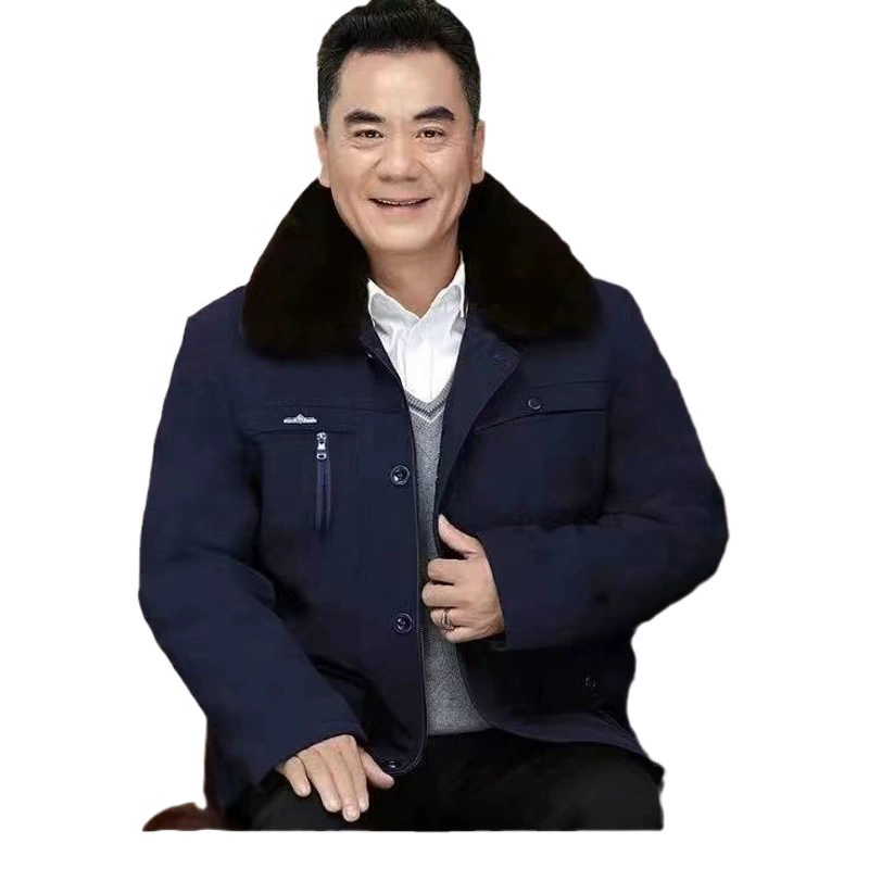 Женская бархатная утолщенная одежда среднего и пожилого возраста с длинными рукавами для папы средней длины, зимняя куртка на подкладке, хлопковая одежда для живого лица для мужчин