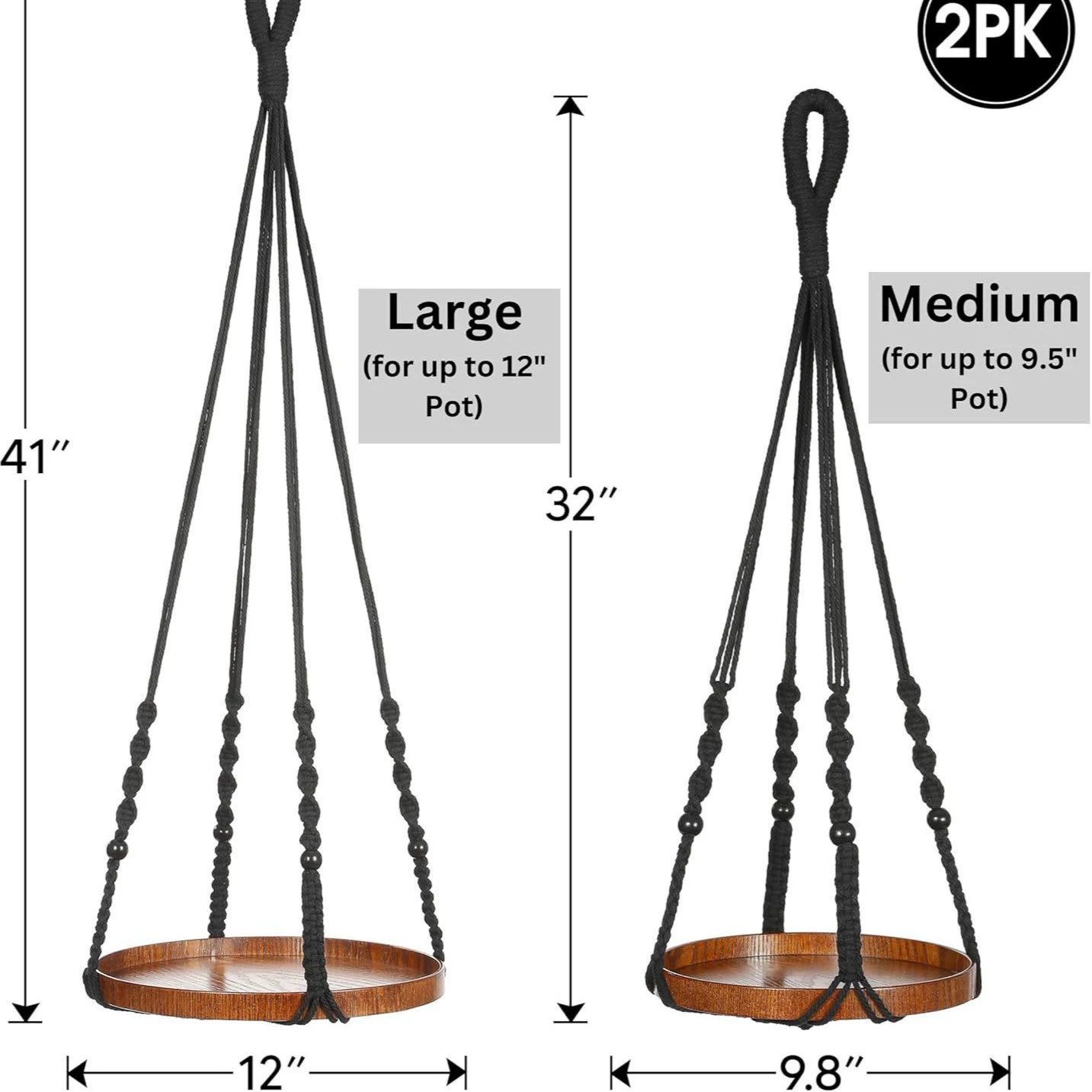 Одноярусная настенная деревянная полка для хранения из хлопкового каната Amazon, винтажная перегородка, подвесные кашпо для цветов, подвесные украшения