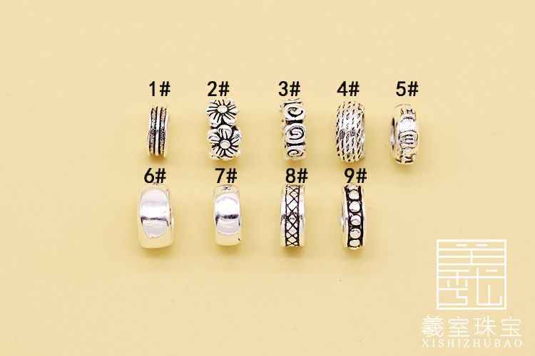 S925 sterling silver beads Thai Silver old ring plum blossom snake bone pattern closed ring spacer DIY silver jewelry accessories