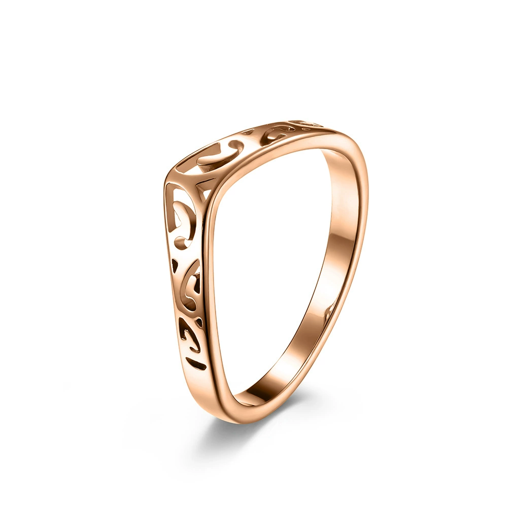 Стainless Steel Heart-Shaped Ring Jewelry in Steel or Pink Gold, Multiple Sizes for Women