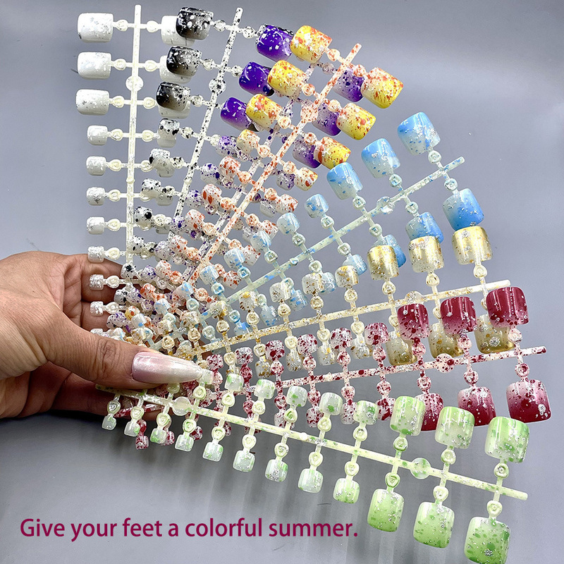 Cross-border toenails summer color shine glitter gradient design 8 color combination suit toenails color nail
