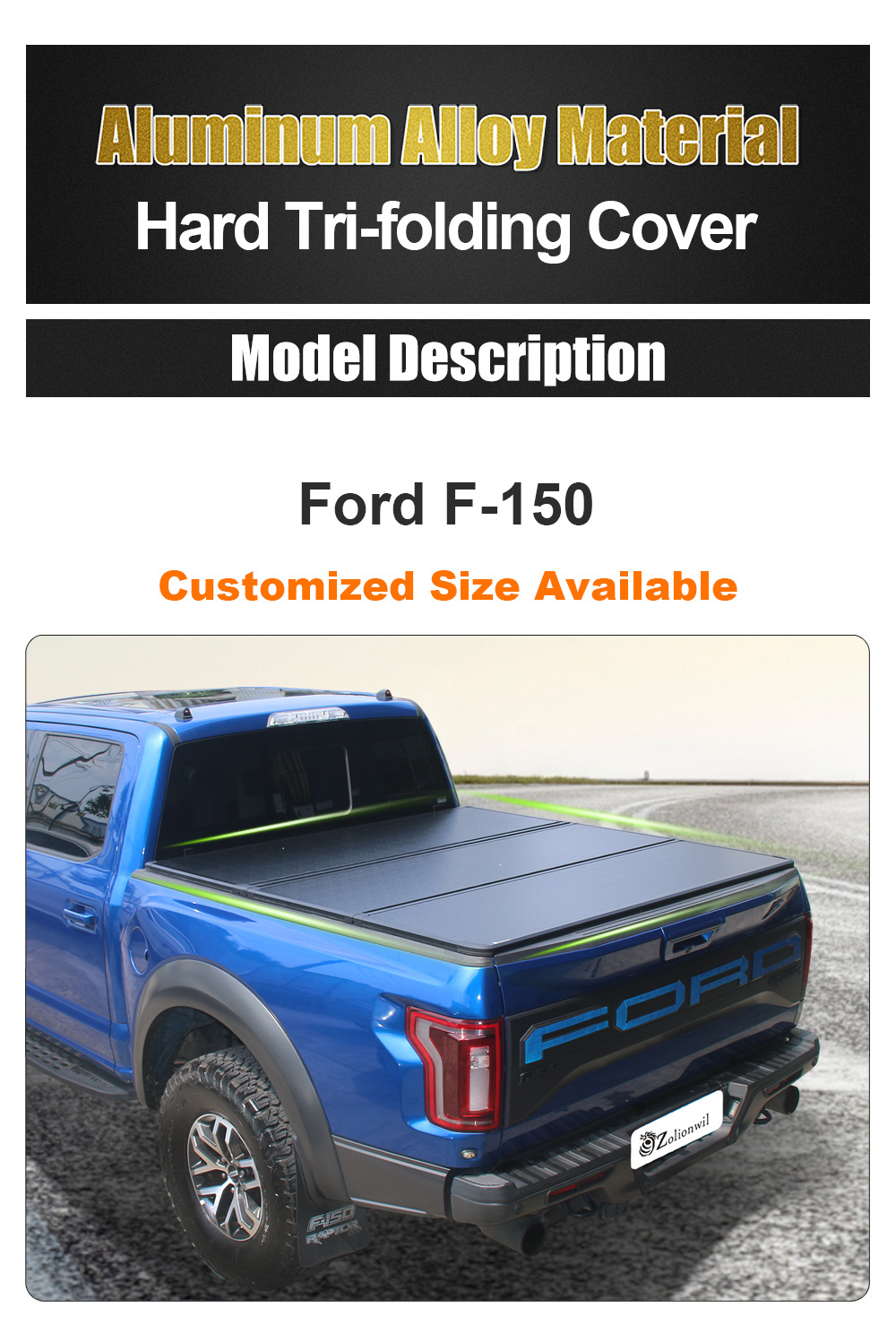 Cross-border Raptor F150 pickup roller shutter rear trunk cover RANGER hard tri-fold cover electric roller shutter car modification parts