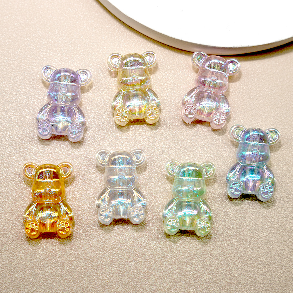 Acrílico transparente color UV agujero vertical doble cara violento osos diy mano cuentas pulsera de cuentas sueltas accesorios