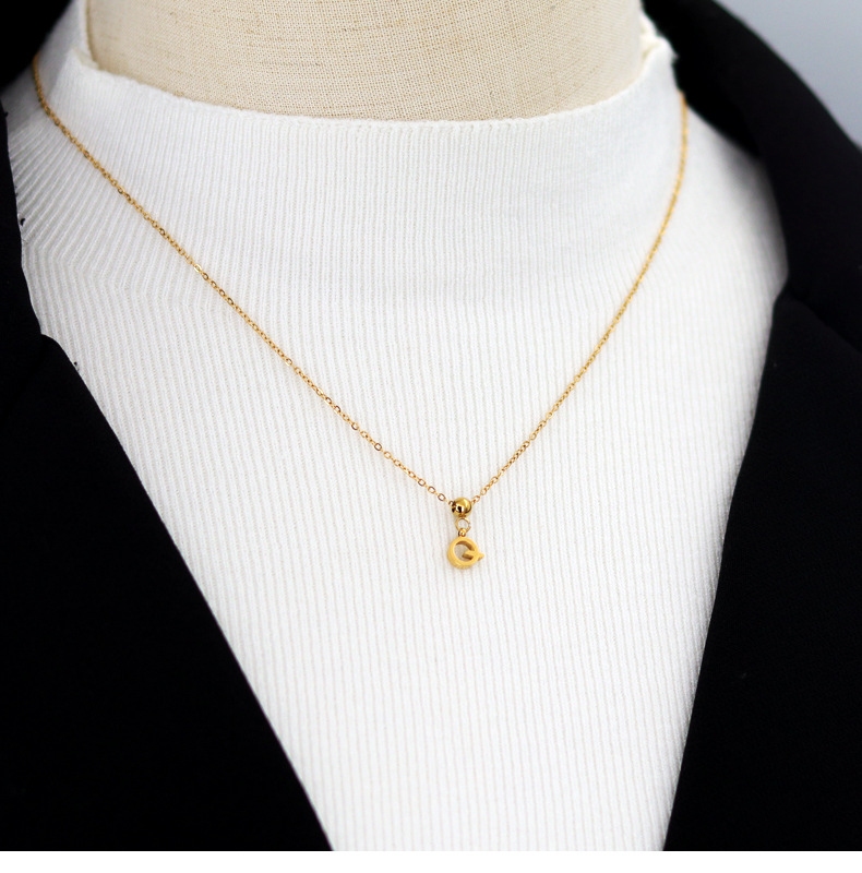 Daily, Street Occasion Stainless Steel 18K Gold Plated Simple Style Plating Letter Pendant Necklace