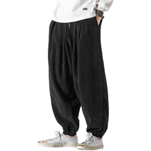 Chinese style corduroy casual pants men's loose-fitting plus size extra-large fat-fit tapered pants men's trendy brand wide-leg lantern pants