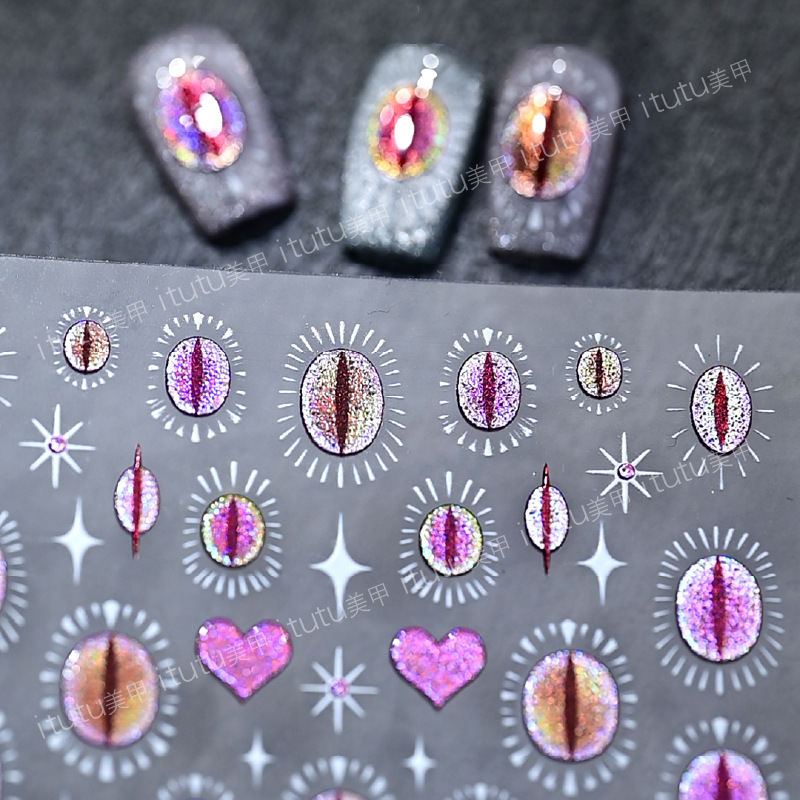 Elf pupila dulce cool pupila vertical ojos de gato pegatinas de manicuras de color fantasma pupila amor personalidad pegatinas de chicas calientes