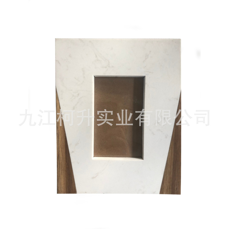 White Marble Photo Frame with Pattern, Black Marble Rectangular Photo Frame, Creative Splicing Desktop Decoration