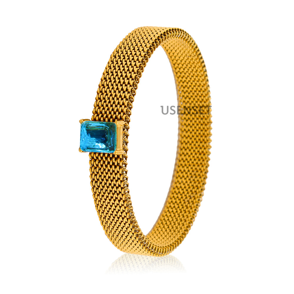 Fashion Geometric Stainless Steel Plating Zircon Bracelets 1 Piece