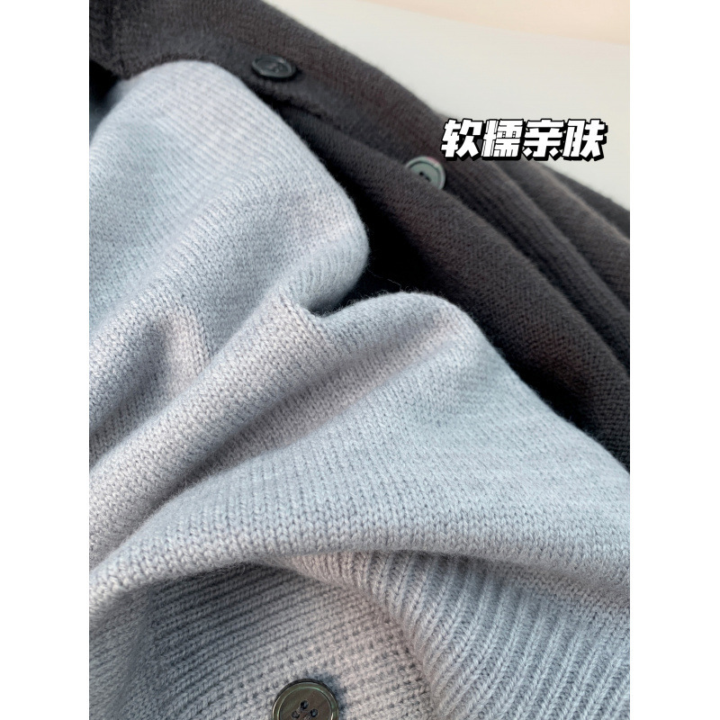 塞纳 灰色假两件针织开衫毛衣女秋季圆领修身百搭miu系羊毛上衣|undefined