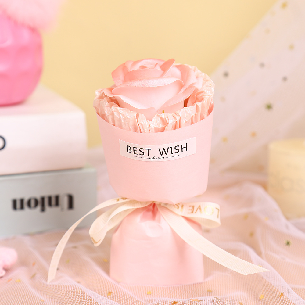 Día de San Valentín mini bolsillo de coche rosa jabón pequeño ramo de flores decoración para la esposa de la mano mano regalo