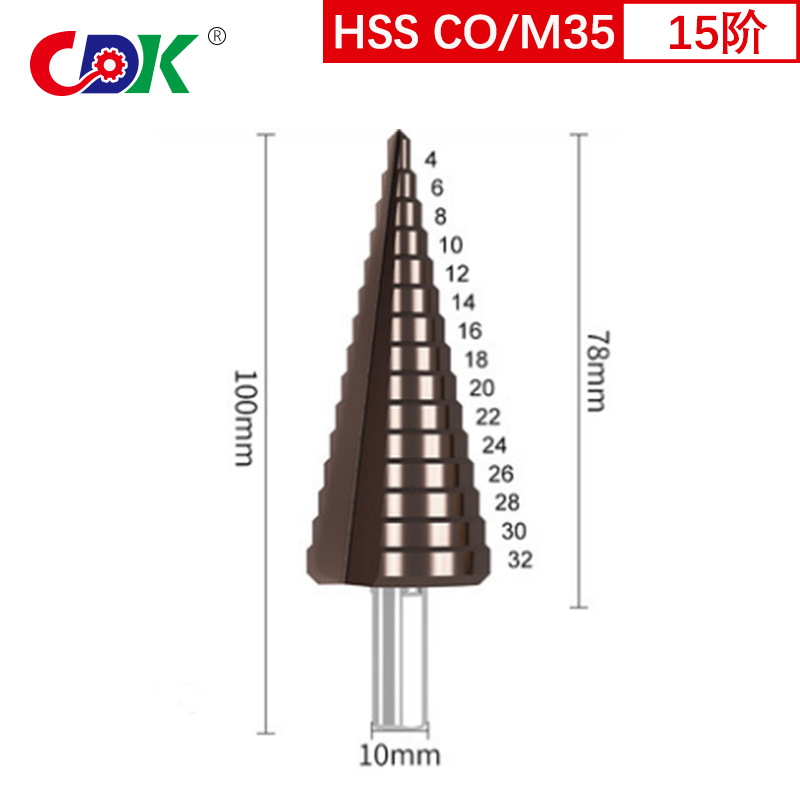 跨境4-12mm/4-20/4-32三角柄直槽阶梯钻套装 3件套台阶钻宝塔钻