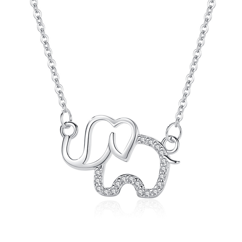Plata esterlina S925 elefante collar nicho femenino personalizado creativo animal elefante colgante japonés y coreano Mori clavícula cadena al por mayor