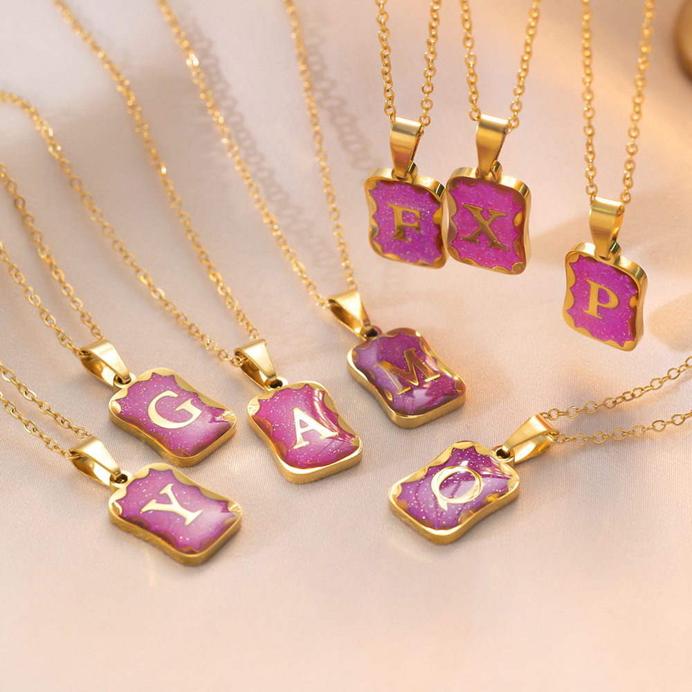 Plating Design Titanium Steel Simple Style Letter Plating Pendant Necklace