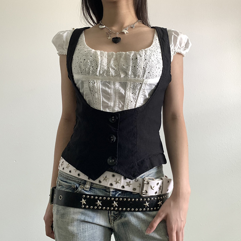 2025春夏欧美纯色外搭束腰马甲背心女跨境无袖修身新款时尚上衣女|undefined