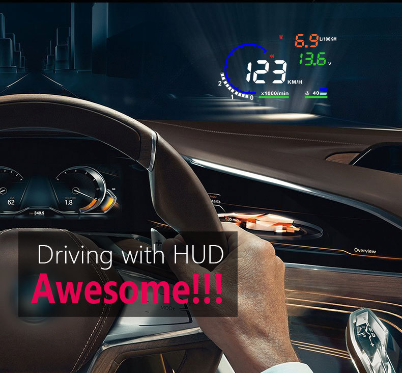 Cross-Border Hot Selling Car Head-Up Display Car Hud Multi-Function Instrument Obd Head-Up Display Supports Customization