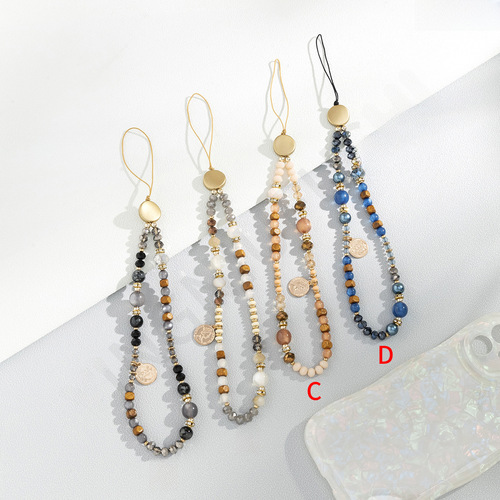 Bohemian style phone chain short wrist cord pendant creative crystal bead phone anti-fall rope wholesale