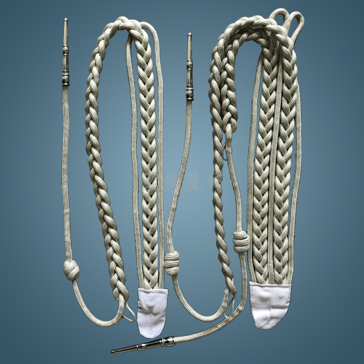 银白色单双铜坠子绥带国外巡逻服饰精神带舞台仪仗队礼仪乐队肩绳