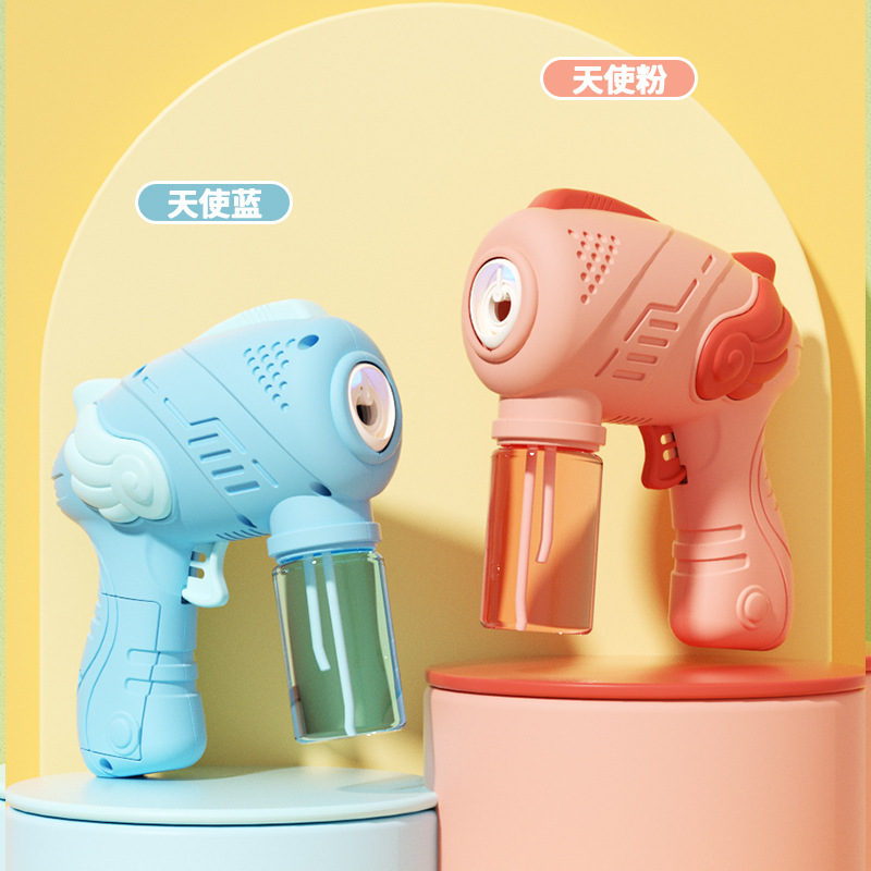 Internet celebridad agujero único Ángel máquina de burbujas automática Gatlin no fugas pistola de burbujas de juguete eléctrico para niños puesto de mercancías