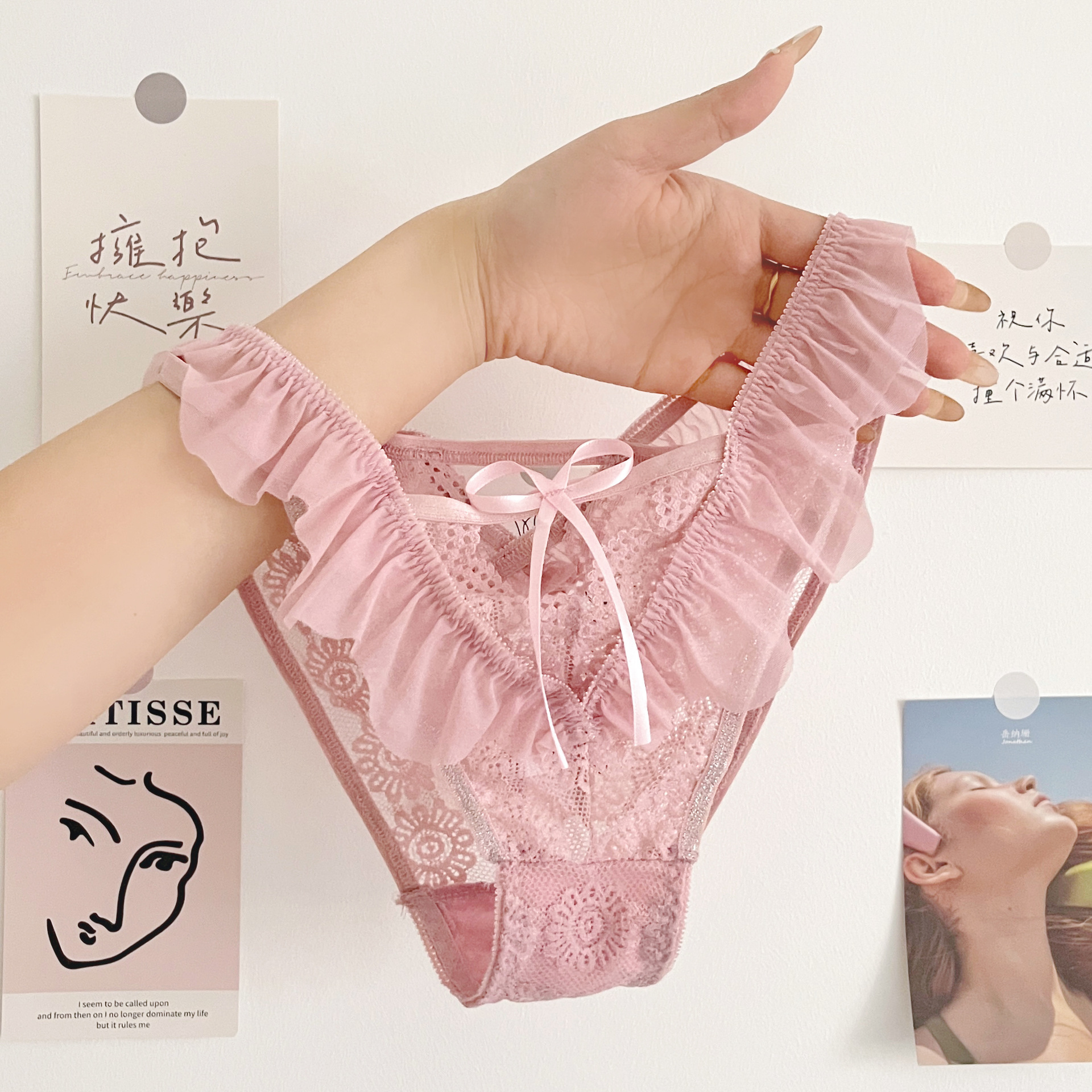 Love small waist essence ~ sexy lace underwear ladies hollow low waist pure breathable cotton profile briefs for girls