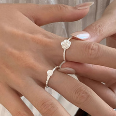 玫瑰小花戒指女秋天不掉色時尚百搭指環小眾高級感開口調節食指戒