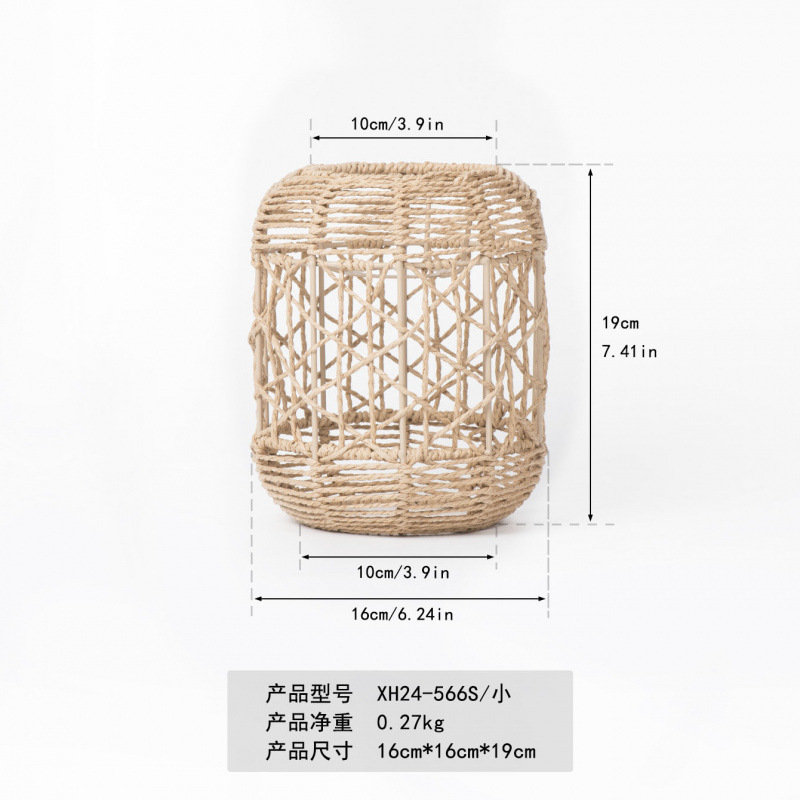 Araña de ratán de imitación de estilo pastoral, lámpara de restaurante tejida con cuerda de papel, casa de té, arte de ratán, arte de bambú, candelabro de sala de estar, candelabro de comedor