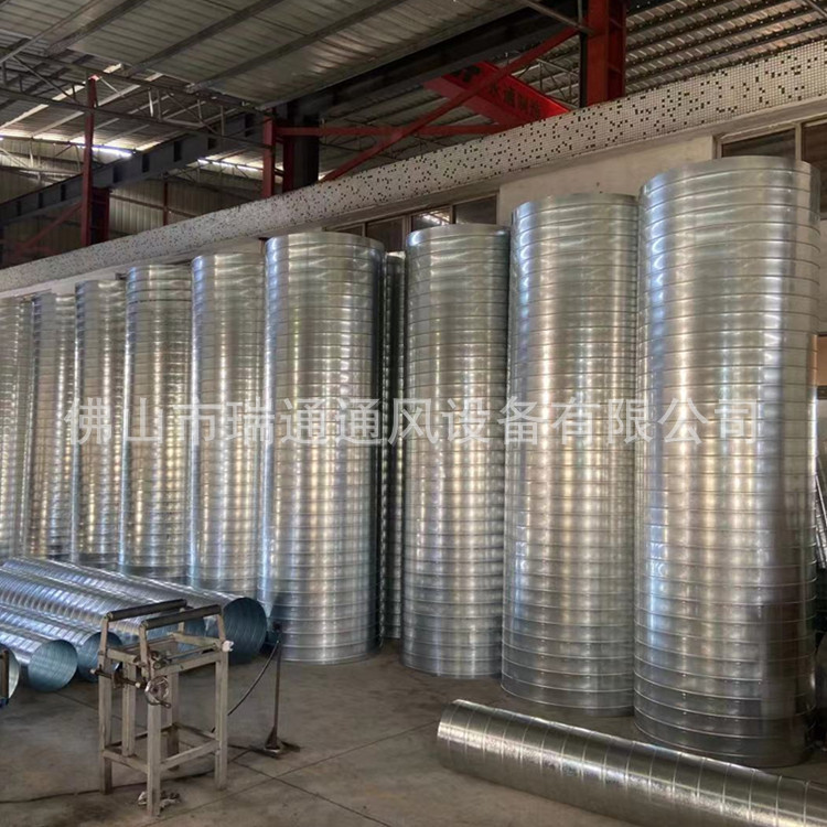 白铁圆形排气通风管道设备安装工程广东白铁皮螺旋风管厂家