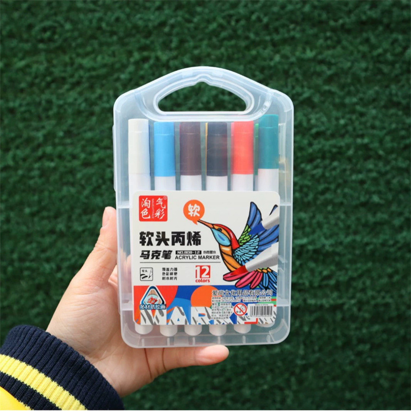 Marcador de acrílico plegable de color para niños graffiti pintura de lápiz de color rápido secado impermeable sin olor conjunto de lápiz de marca