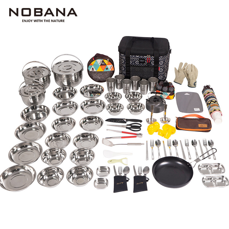 Nobena outdoor picnic full set camping pot dinner plate cooking set kitchen cooking picnic tableware soup basin Bowl