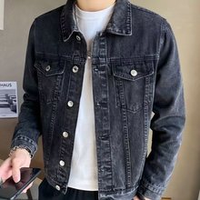春秋款港风牛仔夹克男士宽松痞帅拼接上衣服潮流韩版ins休闲外套