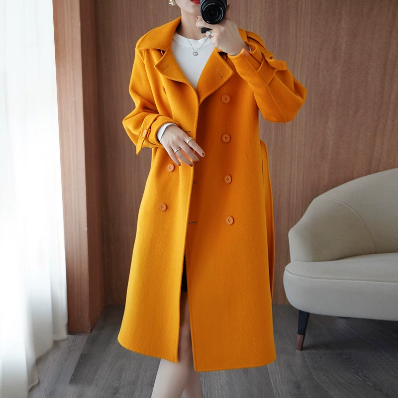 Женское trench coat, кашемирово-шерстяной смесью, средняя длина, оверсайз, увеличенная толщина