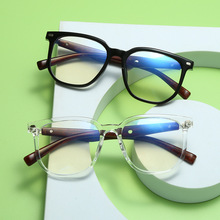 新款大臉木紋腿光學架男TR90黑框帶釘方形平光鏡復古防藍光眼鏡女
