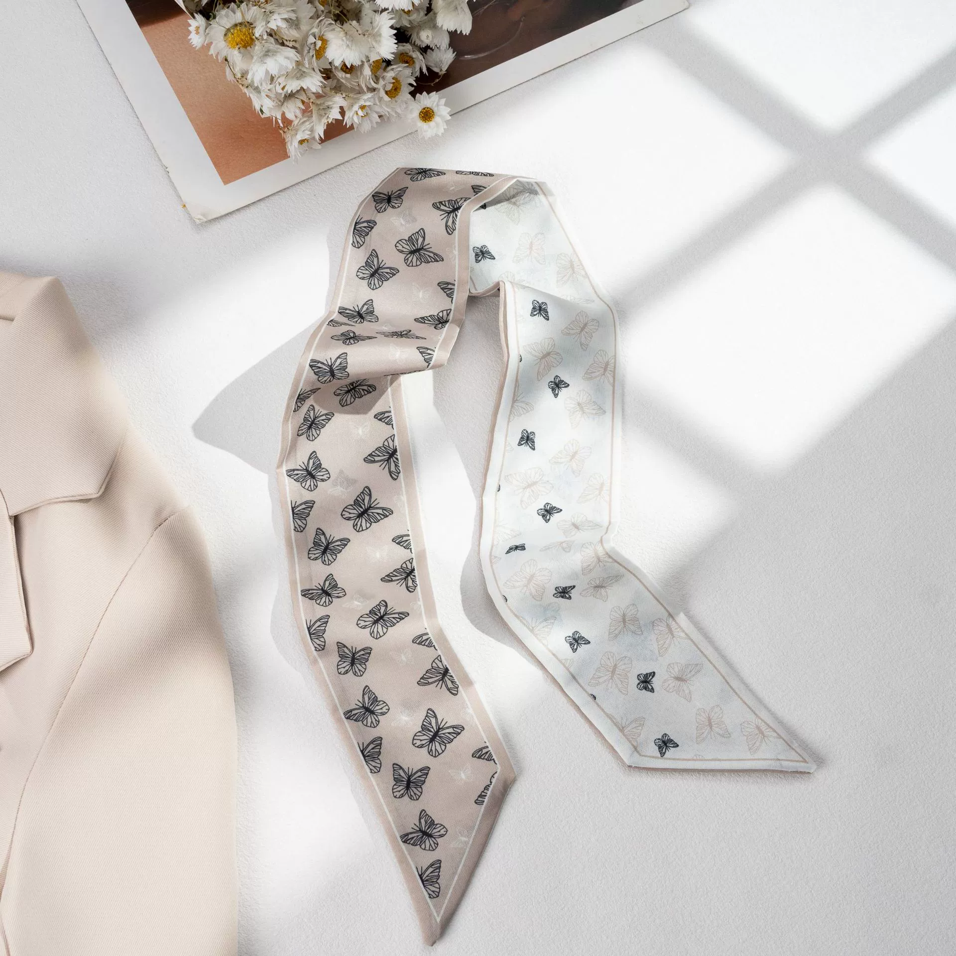 Silk Scarf Hairband (Suhang) long streamer 89×3.8 cm, lightweight gift box option