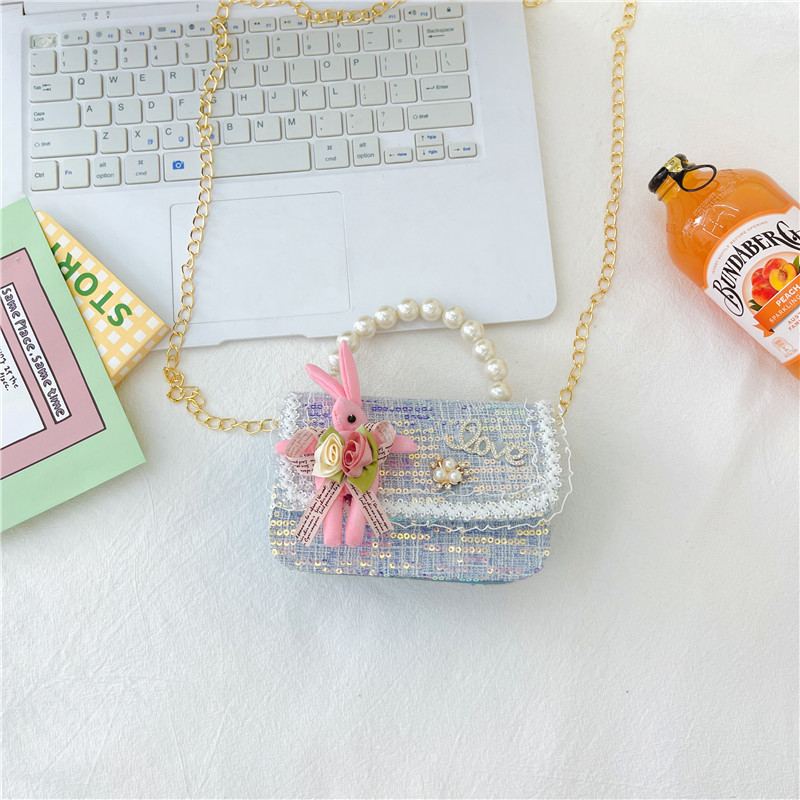 Estilo coreano de los niños bolsa pequeña de Kindergarten niñas mini bolso 2023 nueva cadena de conejito de dibujos animados bolsa de hombro