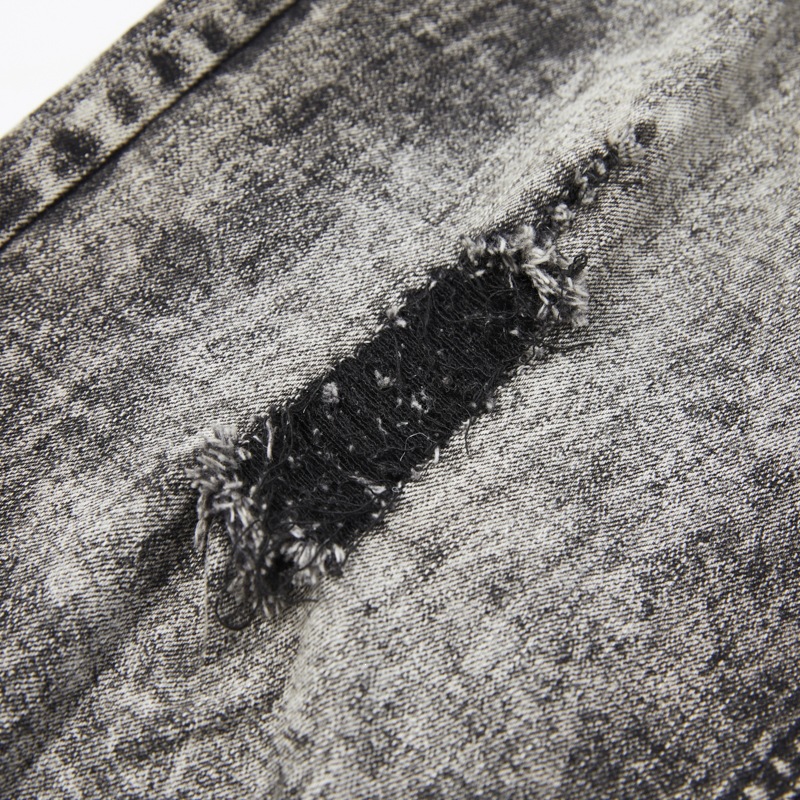 Men's High Street Snow Wash Jeans Gradient Faded Distressed Straight Leg American Denim_viptrois.com