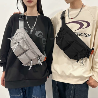 潮牌工装胸包男2024新款ins风日系斜挎背包简约百搭学生运动腰包