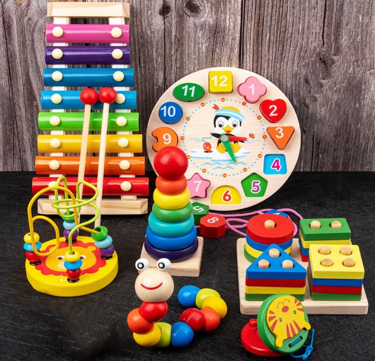 La educación temprana infantil de madera Meng tranquiliza la campana de la cama, el juguete orf, el bebé agarra la campana y sacude el conjunto de instrumentos musicales image 17