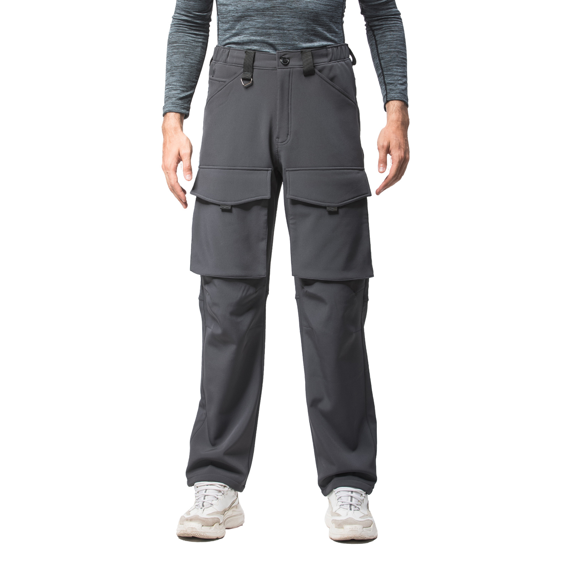Men's Clothing large size multi pocket plush trousers thickened mountaineering warm windproof assault pants_voghion.com