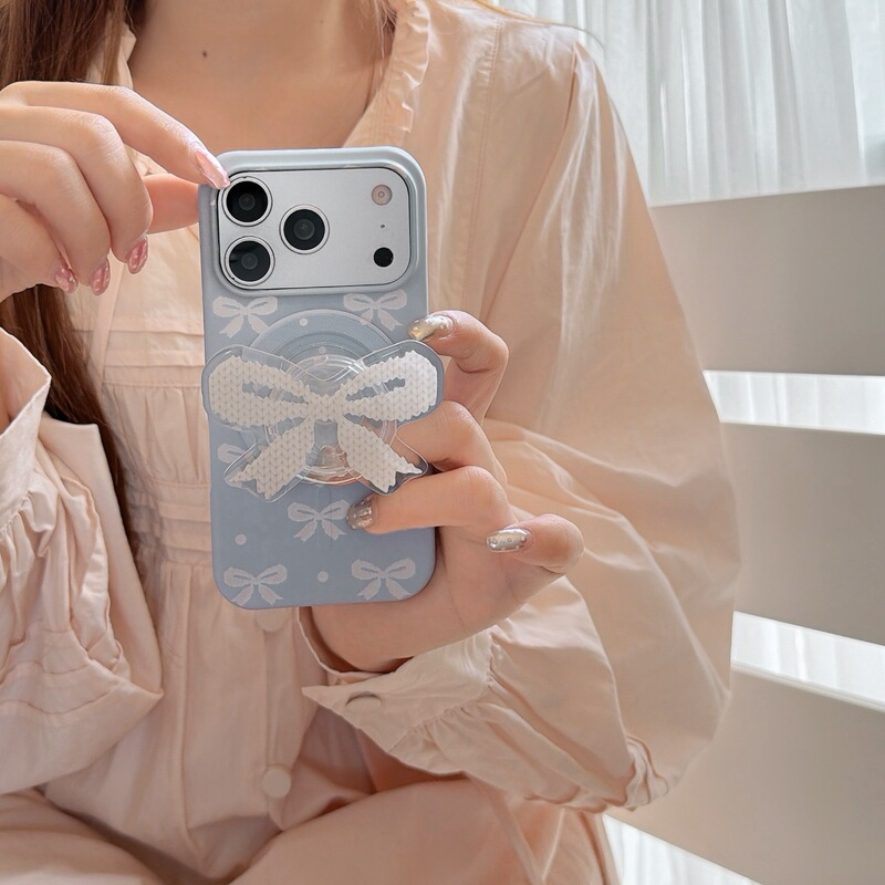Film Blue Background Bow Magnetic Stand Suitable for Apple 17 Phone Case iPhone 16 Pro/15 New Model 14 for Women Film Blue Background Bow Magnetic Stand Suitable for Apple 17 Phone Case iPhone 16 Pro/15 New Model 14 for Women