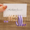 Purple earrings, retro set from pearl, European style