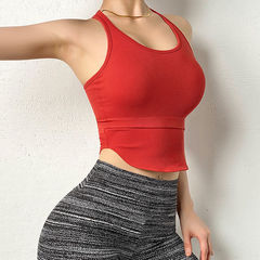 2023 New Seamless Fitness Exercise Dumbbell Style Beautiful Back Ribbed Tank Top for Women Shockproof Hem Running Quick-Dry Yoga Wear