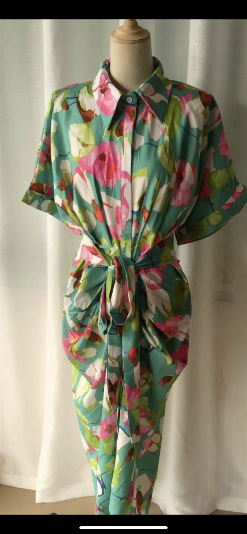 Shirt Collar Neckline Regular Fit Fit Type Flower Pattern Wholesale Women's Elegant Printing Flower Daily Shirt Collar Short Sleeve Regular Dress