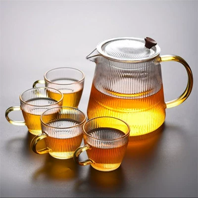 Glass teapot, set, filter, capacious tea
