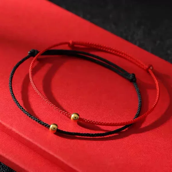 Electroplated 18K Gold Men's and Women's Couple's Red Bracelet New Year's Red Rope Bracelet Holiday Gift
