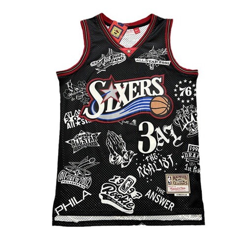 Summer cross-border jersey 76ers 3 Iverson retro embroidered basketball uniform sports training clothing men's and women's vest suit