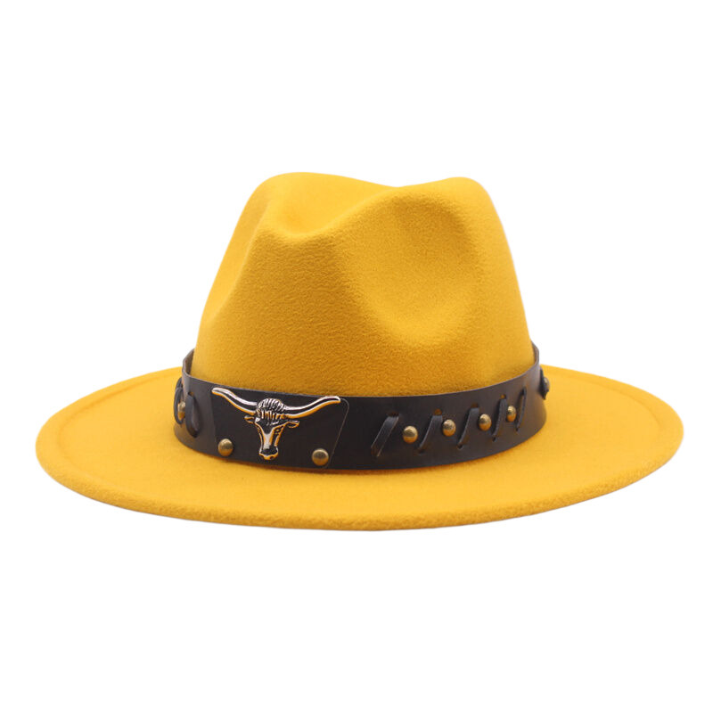 Cappello da cowboy spagnolo unisex Cappello a cilindro jazz erboso con tesa piatta e tesa larga per uomo e donna_voghion.com
