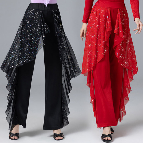 Square dance clothing, modern dance pants, women's Latin dance pants, ballroom dance wide-leg pants, dance pants, practice pants, long pants