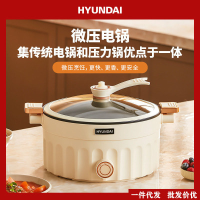 HYUNDAI多功能微压电锅 家用电煮锅电火锅5L大容量炖煮闷烧一体锅|ms