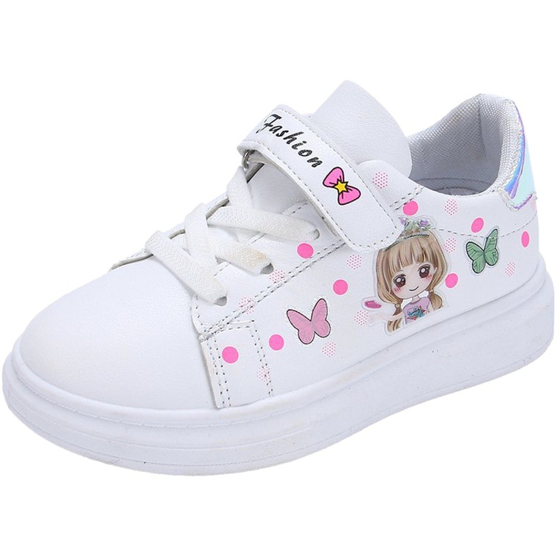 Zapatos blancos para niñas de 3 a 12 años, zapatillas deportivas planas informales para estudiantes, zapatillas bajas de cuero estilo coreano de primavera