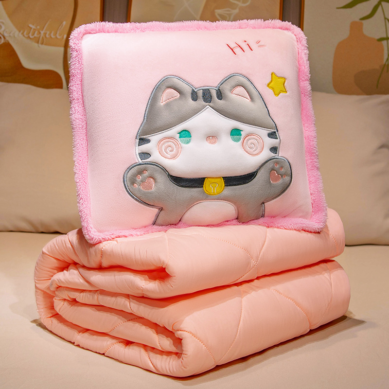 3D 핑크 고양이 베개 퀼트