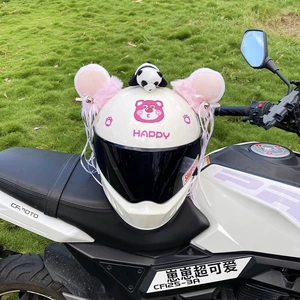 Helmet Decoration Plush Creative Tassel Thick Pink Bear Detachable Universal